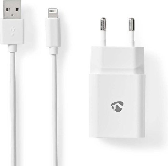 Nedis Oplader - 12 W - 1x 2.4 A - Outputs: 1 - USB-A - Lightning 8-Pins (Los) Kabel - 1.00 m - Single Voltage Output - Wit - afbeelding 10