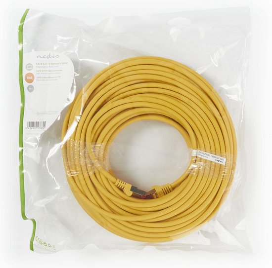 CAT6 Netwerkkabel - RJ45 Male - RJ45 Male - S/FTP - 30.0 m - Rond - LSZH - Geel - Polybag - afbeelding 3