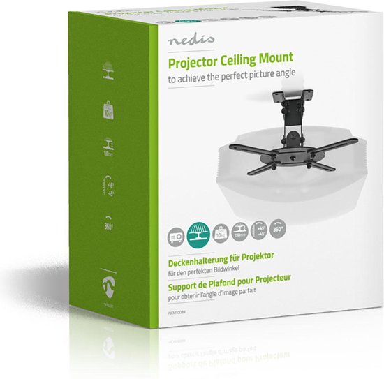 Nedis Projectorbeugel - Draai- en Kantelbaar - 10 kg - Draaibaar - Kantelbaar - Staal - Zwart - afbeelding 12