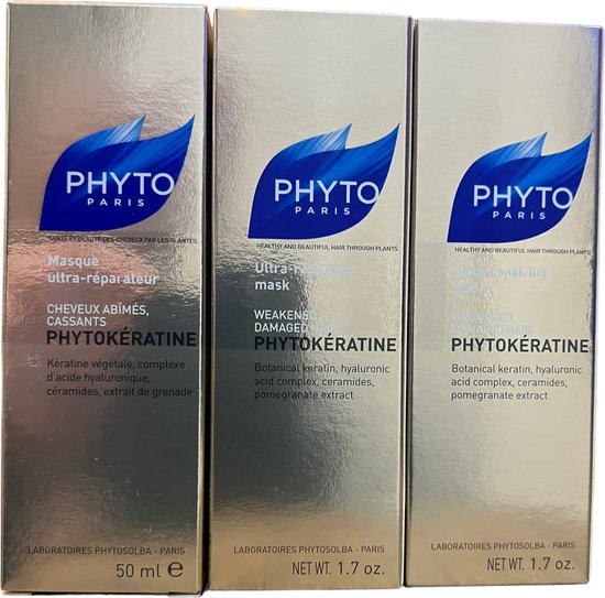 Multibundel 3x Phyto Paris Phytokératine Masker Ultra Repair 50 ml tegen Beschadigd en Broos haar - afbeelding 1