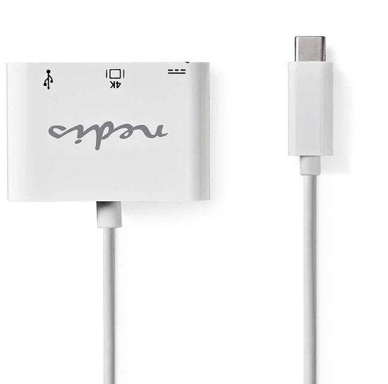 Nedis USB Multi-Port Adapter - USB 3.2 Gen 1 - USB-C Male - HDMI Output / USB-A Female / USB-C Female - 5 Gbps - 0.20 m - Rond - Vernikkeld - PVC - Wit - Doos - afbeelding 2
