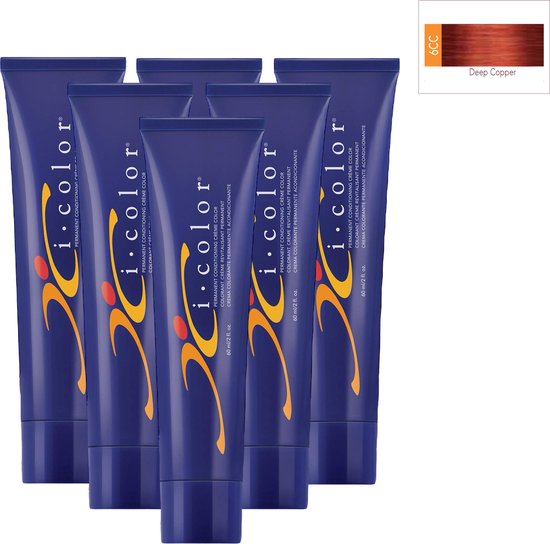 ISO i color Permanent Conditioning Crème Color 60ml 6CC( 6.44) Deep Copper x 6 tubes - afbeelding 1