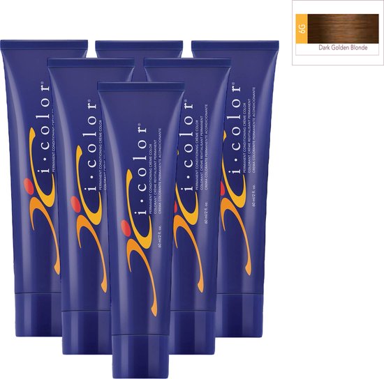 ISO i color Permanent Conditioning Crème Color 60ml 6G Dark Golden Blonde x 6 tubes - afbeelding 1
