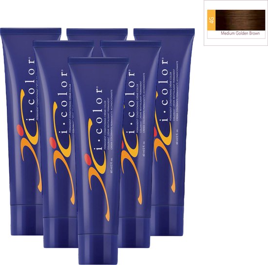 ISO i color Permanent Conditioning Crème Color 60ml 4G Medium Golden Brown x 6 tubes - afbeelding 1