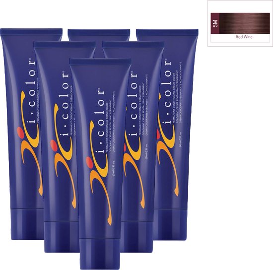 ISO i color Permanent Conditioning Crème Color 60ml 5M Dark Red Wine x 6 tubes - afbeelding 1