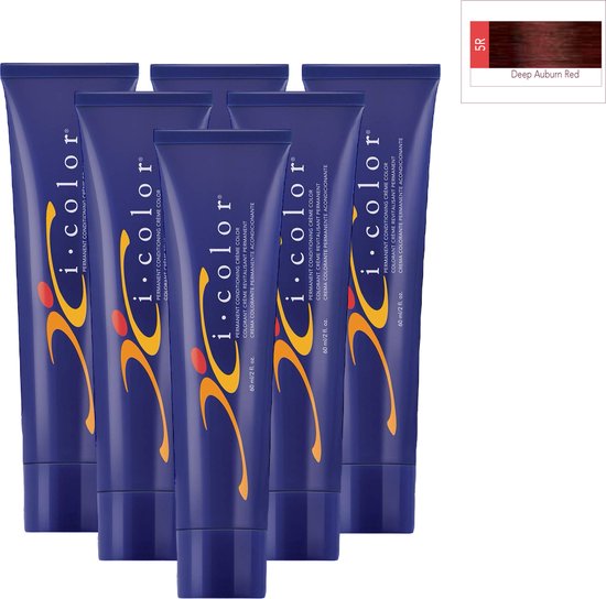 ISO i color Permanent Conditioning Crème Color 60ml 5R (5.5) Deep Auburn Red x 6 tubes - afbeelding 1