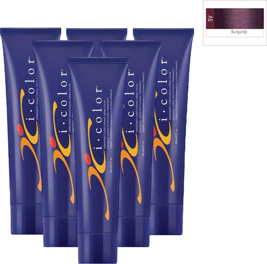 ISO i color Permanent Conditioning Crème Color 60ml 5V(5.7) Burgundy x 6 tubes - afbeelding 1
