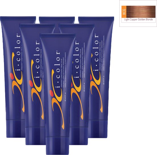 ISO i color Permanent Conditioning Crème Color 60ml 8CG (8.43) Light Copper Golden Blonde x 6 tubes - afbeelding 1