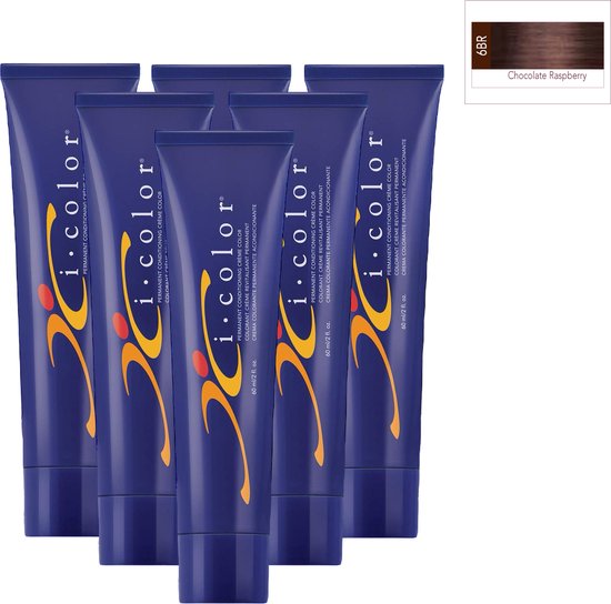 ISO i color Permanent Conditioning Crème Color 60ml 6BR (6.86) Chocolate Raspberry x 6 tubes - afbeelding 1