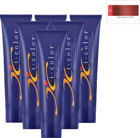 ISO i color Permanent Conditioning Crème Color 60ml 7R (7.5) Warm Autumn Red x 6 tubes - afbeelding 1