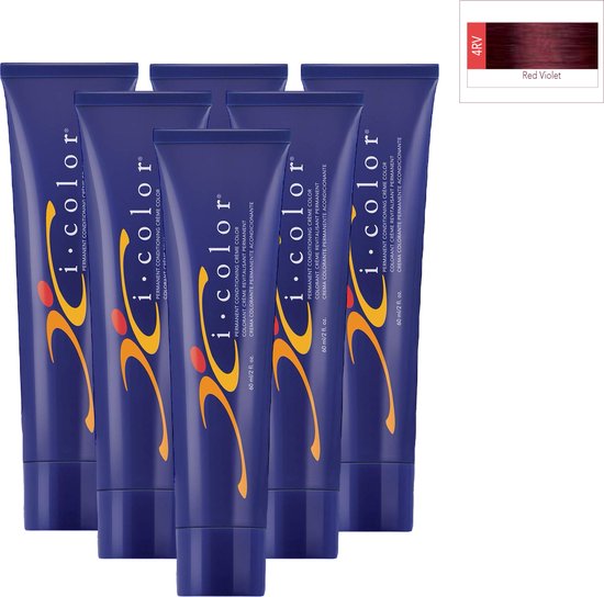 ISO i color Permanent Conditioning Crème Color 60ml 4RV (4.56) Red Violet x 6 tubes - afbeelding 1
