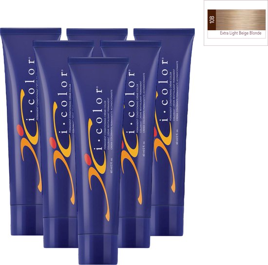 ISO i color Permanent Conditioning Crème Color 60ml 10B (10.8) Extra Light Beige Blonde x 6 tubes - afbeelding 1