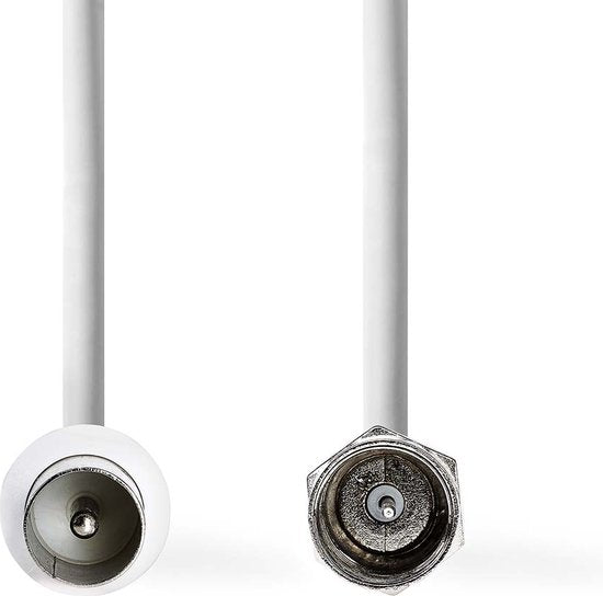 Nedis Satelliet- en Antennekabel - F-Male - IEC (Coax) Male - Vernikkeld - 30 dB - 75 Ohm - Dubbel Afgeschermd - 3.00 m - Rond - PVC - Wit - Envelop - afbeelding 1