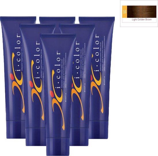 ISO i color Permanent Conditioning Crème Color 60ml 5G Light Golden Brown x 6 tubes - afbeelding 1