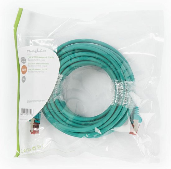 CAT6 Netwerkkabel - RJ45 Male - RJ45 Male - S/FTP - 10.0 m - Rond - LSZH - Groen - Polybag - afbeelding 2