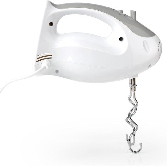 Nedis Handmixer - 200 W - 5-Snelheden - Turbo-functie - 2 Deeghaken / 2 Kloppers - Grijs / Wit - afbeelding 8