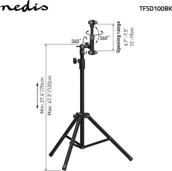 Nedis Tablethouder - 4 - 12 " - Draai- en Kantelbaar - Toepassing: Universeel - afbeelding 2