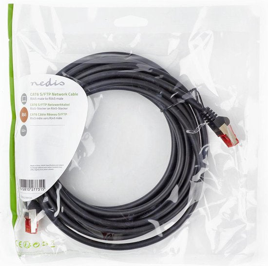 Nedis CAT6 Netwerkkabel - RJ45 Male - RJ45 Male - S/FTP - 5.00 m - Rond - LSZH - Zwart - Polybag - afbeelding 3
