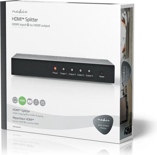 Nedis HDMI-Splitter - 4-Poorts poort(en) - HDMI Input - 4x HDMI Output - 4K@30Hz - 3.4 Gbps - Metaal - Antraciet - afbeelding 9