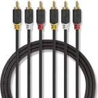 Nedis Composiet Videokabel - 3x RCA Male - 3x RCA Male - Verguld - 480p - 2.00 m - Rond - PVC - Antraciet - Window Box - afbeelding 7