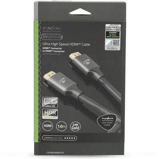 Nedis Ultra High Speed ​​HDMI-Kabel - HDMI Connector - HDMI Connector - 8K@60Hz - 48 Gbps - 1.00 m - Rond - 6.3 mm - Gun Metal Grijs - Cover Window Box - afbeelding 18