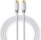 Nedis Satelliet- en Antennekabel - F-Male - F-Male - Verguld - 75 Ohm - Enkelvoudig Afgeschermd - 2.00 m - Rond - PVC - Wit - Doos - afbeelding 2