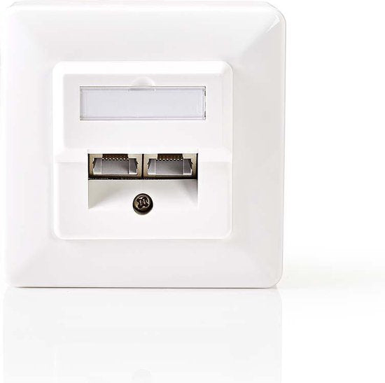 Nedis Netwerk Wanddoos - Inbouw - 2 poort(en) - CAT5e - Recht - Female - Goud Verguld - PVC - Wit - Envelop - afbeelding 1