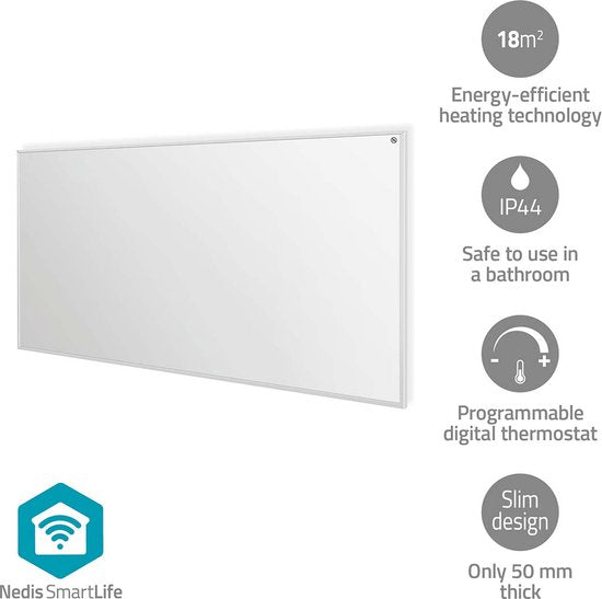 Nedis SmartLife Infrarood Verwarming 700 W – Slimme Kachel - Thermostaat – Geschikt voor Badkamer - Afstandsbediening & App - afbeelding 1