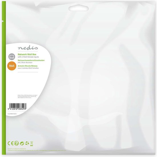 Nedis Netwerk Wanddoos - Inbouw - 2 poort(en) - CAT5e - Recht - Female - Goud Verguld - PVC - Wit - Envelop - afbeelding 3
