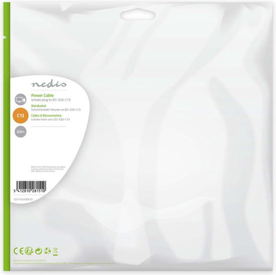 Nedis electriciteitssnoer Zwart m C13 - afbeelding 11