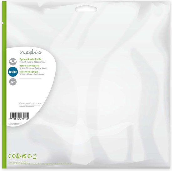Nedis Optische Audiokabel - TosLink Male - TosLink Male - m - Rond - PVC - Zwart - afbeelding 58