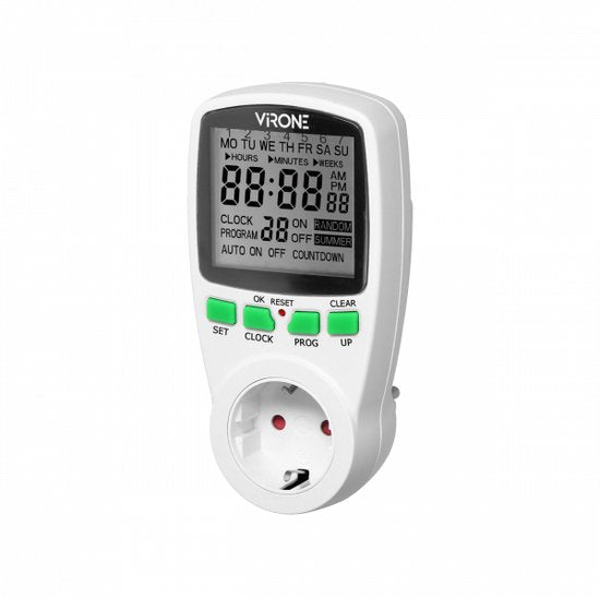 Virone digitale timer met LCD-display - Tijdschakelaar - 16 tijdprogramma's - afbeelding 1