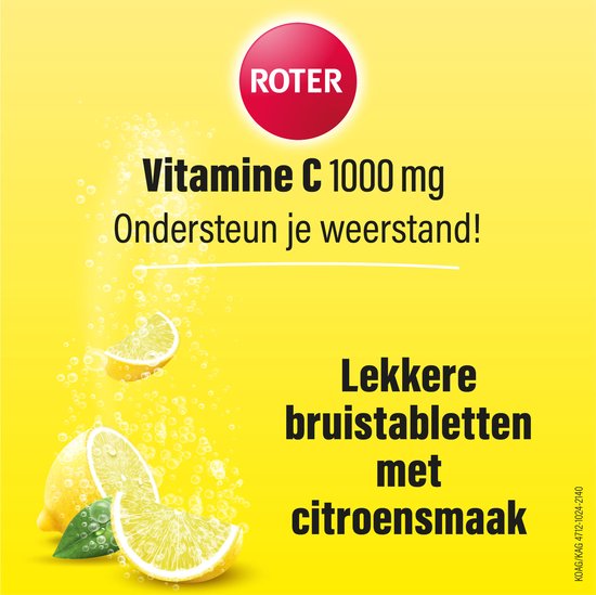 Roter Vitamine C 1000mg bruis - Hoge dosering vitamine C ter ondersteuning van je weerstand - 40 bruistabletten met citroensmaak - afbeelding 7