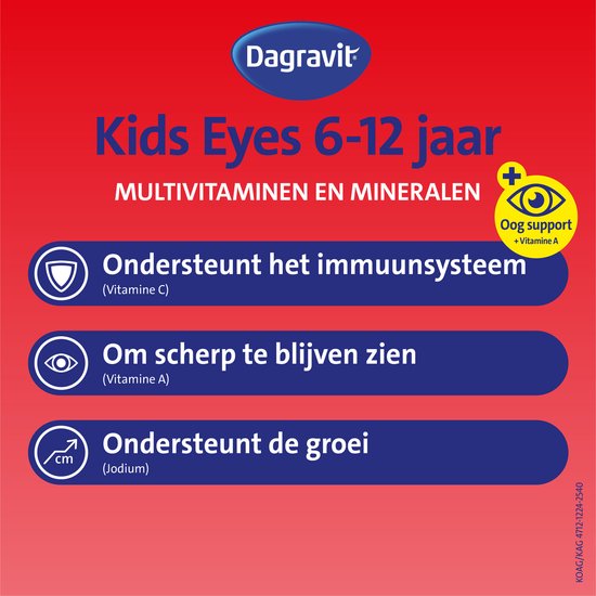 Dagravit Kids Eyes Multivitaminen met oogsupport - Multivitamine met vitaminen en mineralen - Met o.a. vitamine C en vitamine A ( luteïne) - Glutenvrij en lactosevrij - Bessensmaak - Spongebob - Leeftijd 6-12 jaar - 60 gummies - afbeelding 4