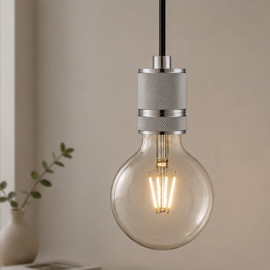 Home Sweet Home - E27 fItting - Geborsteld staal - 4.6/4.6/7cm - Cilinder - voor E27 lamphouder gemaakt van Aluminium - geschikt voor E27 lichtbron - afbeelding 9