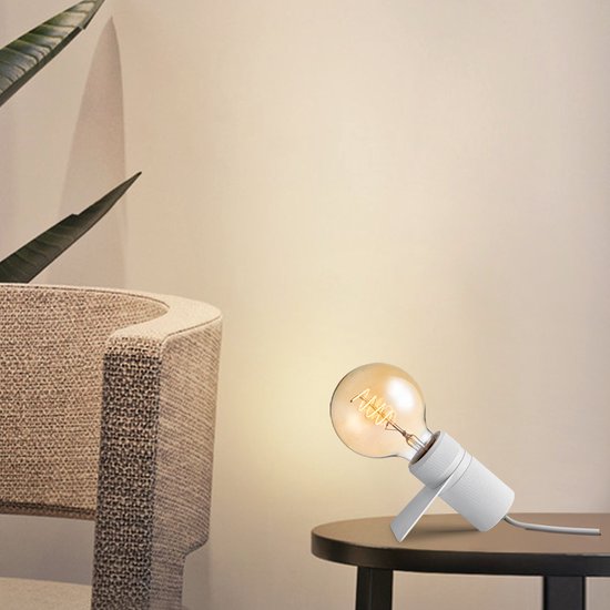 Home Sweet Home - Moderne tafellamp Matrix - Wit - 11/10.2/5.3cm - bedlampje - geschikt voor E27 LED lichtbron - gemaakt van Metaal - afbeelding 5