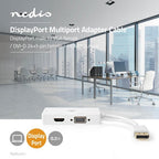 Nedis DisplayPort-Adapter - Mini-DisplayPort Male - DVI-D 24+1-Pins Female / HDMI Output / VGA Female 15p - 4K@60Hz - Verguld - Schakelbaar - 0.20 m - Rond - ABS - ABS - Wit - Polybag - afbeelding 3