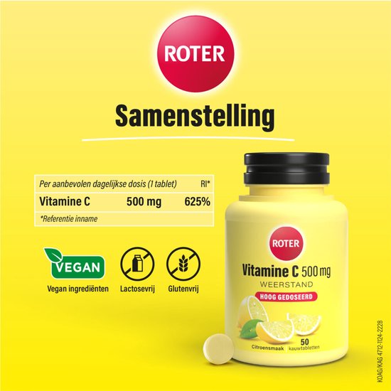 Roter Vitamine C Hooggedoseerd 500mg Citroen - 3 x 50 kauwtabletten - Voordeelverpakking - afbeelding 3