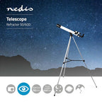 Nedis Telescoop - Diafragma: 50 mm - Brandpuntsafstand: 600 mm - Finderscope: 5 x 24 - Maximale werkhoogte: 125 cm - Tripod - Wit / Zwart - afbeelding 7