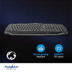 Nedis Bedraad Gaming Toetsenbord - USB 2.0 - Membrane Toetsen - LED - US internationaal - US Internationaal - USB Gevoed - Lengte stroomkabel: 1.50 m - Gaming - afbeelding 4