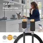 Nedis DisplayPort-Kabel - DisplayPort Male - HDMI Connector - 4K@60Hz - Verguld - 2.00 m - Rond - PVC - Antraciet - Window Box - afbeelding 5