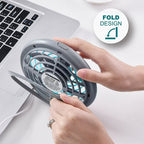 USB Ventilator - Relin Fany - Mini Tafelventilator - Kantelbaar - Aan/Uit Schakelaar - Rond - Grijs/Blauw - afbeelding 2