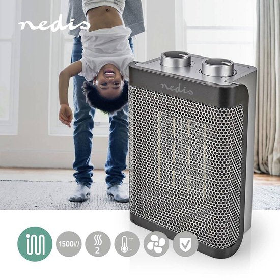 Nedis Keramische PTC-Ventilatorkachel - 1000 / 1500 W - 2 Verwarmingsmodi - Instelbare thermostaat - Oververhittingsbeveiliging - Omvalpreventie - afbeelding 11