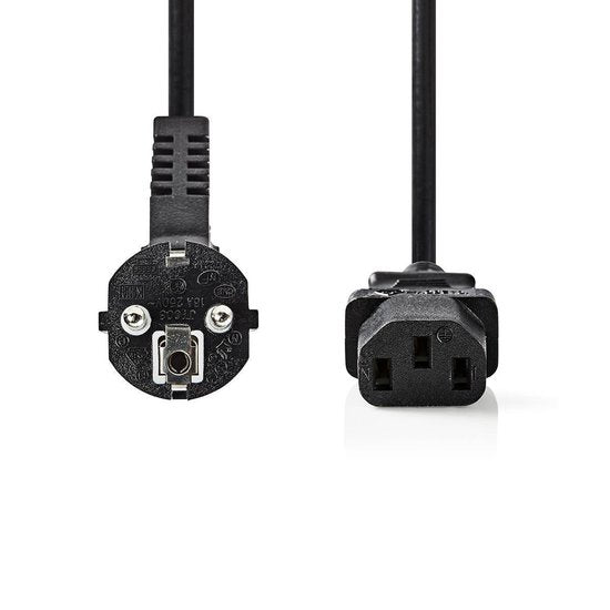 Nedis Stroomkabel - Type F (CEE 7/7) Male - IEC-320-C13 - Gehoekt - Recht - Vernikkeld - 2.00 m - Rond - PVC - Zwart - Label - afbeelding 11