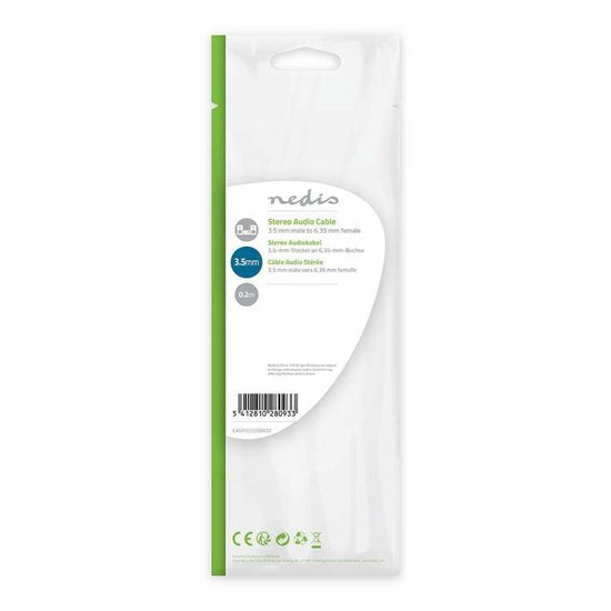 Nedis Stereo-Audiokabel - 3,5 mm Male - 6,35 mm Female - Vernikkeld - 0.20 m - Rond - Zwart - Envelop - afbeelding 9