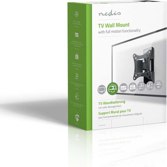 Nedis Draai- en Kantelbare TV-Muurbeugel - 13 - 27 " - Maximaal schermgewicht: 15 kg - Kantelbaar - Draaibaar - Minimale muurafstand: 60 mm - Maximale muurafstand: 60 mm - 1 Draaipunt(en) - ABS / Staal - afbeelding 14
