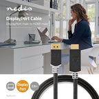 Nedis DisplayPort-Kabel - DisplayPort Male - HDMI Connector - 4K@60Hz - Verguld - 2.00 m - Rond - PVC - Antraciet - Polybag - afbeelding 2