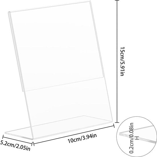 A6 Tafelstandaard Schuin - 6 Stuks Plexiglas L-standaard voor Cafés, Restaurants en Tentoonstellingen - afbeelding 2