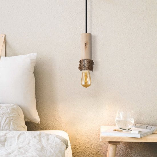 Home Sweet Home - Landelijke Hanglamp Furdy - geschikt voor E27 LED lichtbron - hanglamp gemaakt van Hout - 10/10/130cm - Pendellamp geschikt voor - afbeelding 3