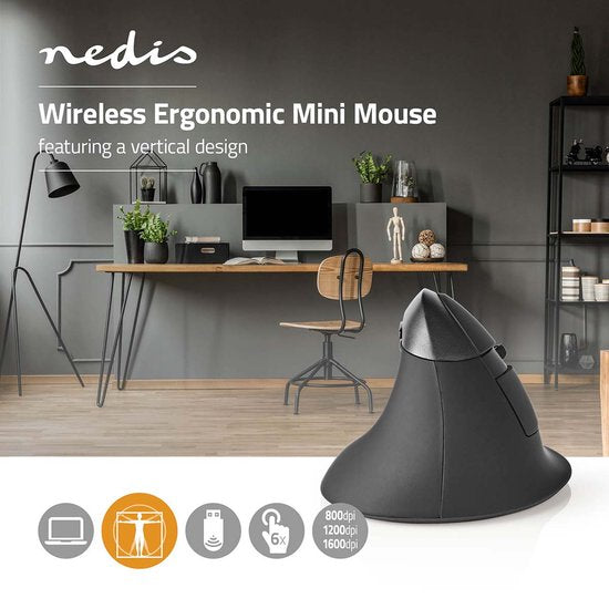 Nedis Muis - Draadloos - 800 / 1200 / 1600 dpi - Instelbare DPI - Aantal knoppen: 6 - Programmeerbare knoppen - Rechtshandig - afbeelding 2
